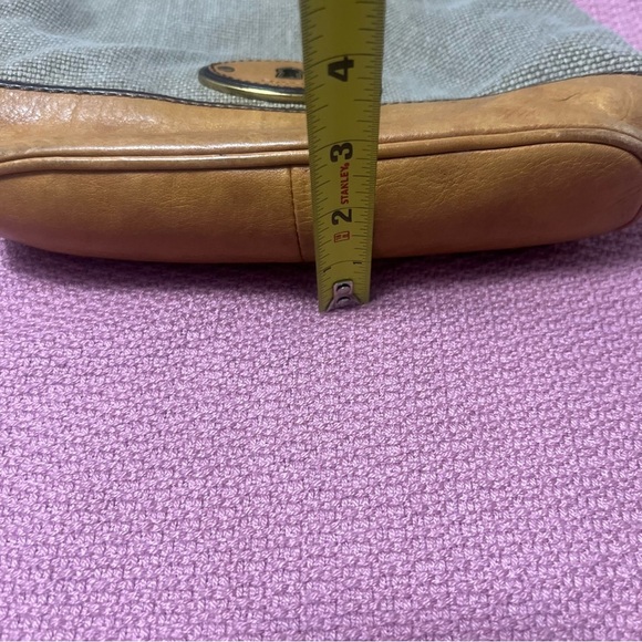 FOSSIL MADDOX Leather Khaki Canvas Bucket Crossbody Shoulder Bag Traveler - Picture 8 of 15